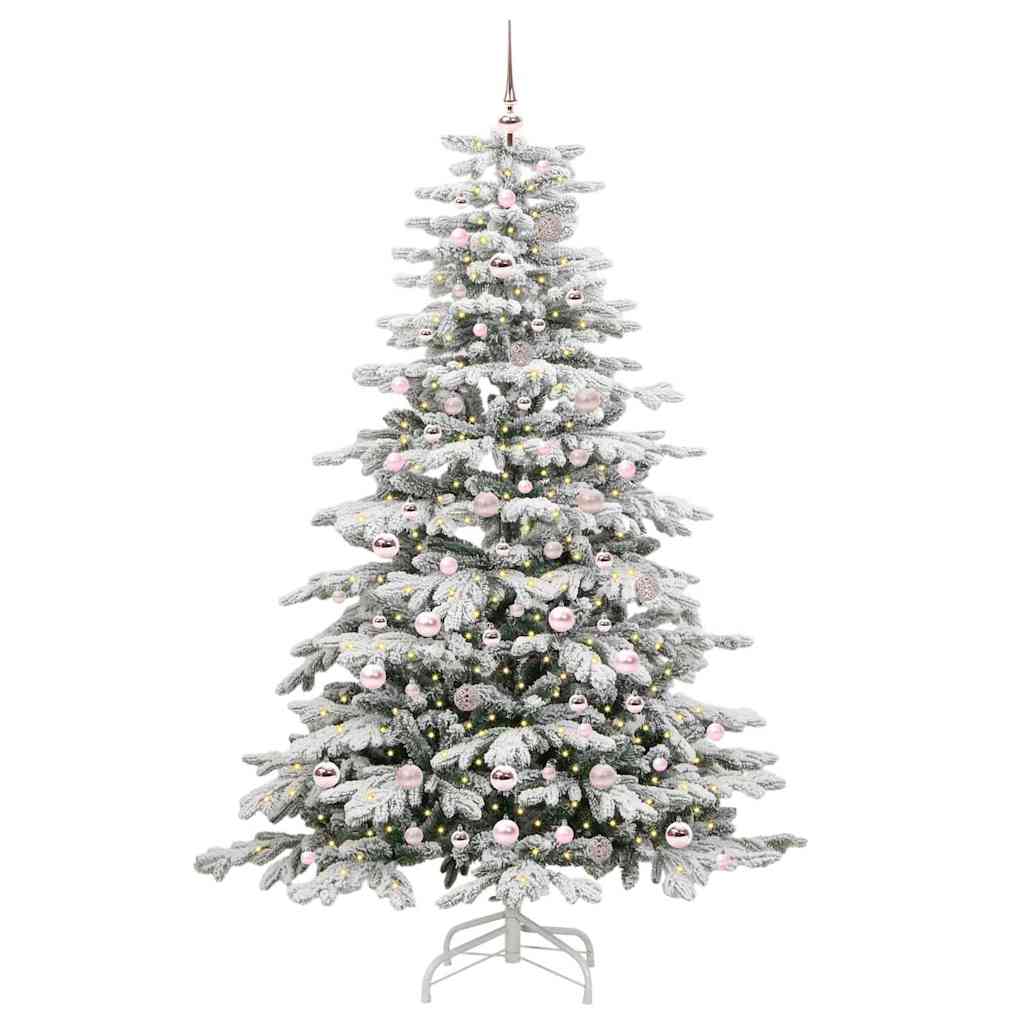 vidaXL Artificial Hinged Christmas Tree White 210 cm PE and PVC 3