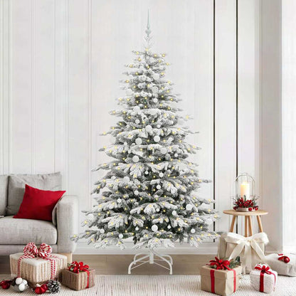 vidaXL Artificial Hinged Christmas Tree White 210 cm PE and PVC 1