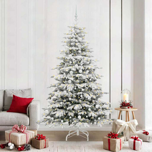 vidaXL Artificial Hinged Christmas Tree White 210 cm PE and PVC 1