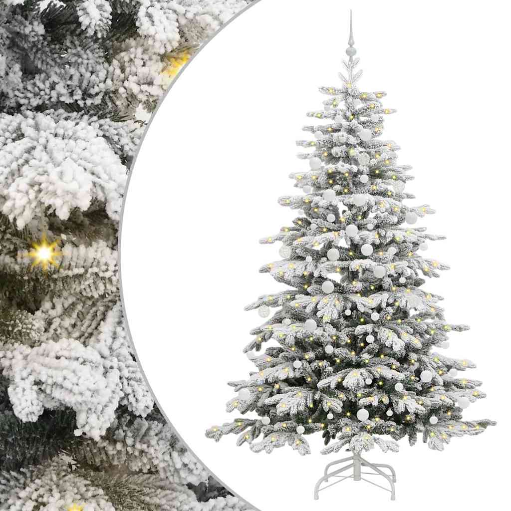 vidaXL Artificial Hinged Christmas Tree White 210 cm PE and PVC 2