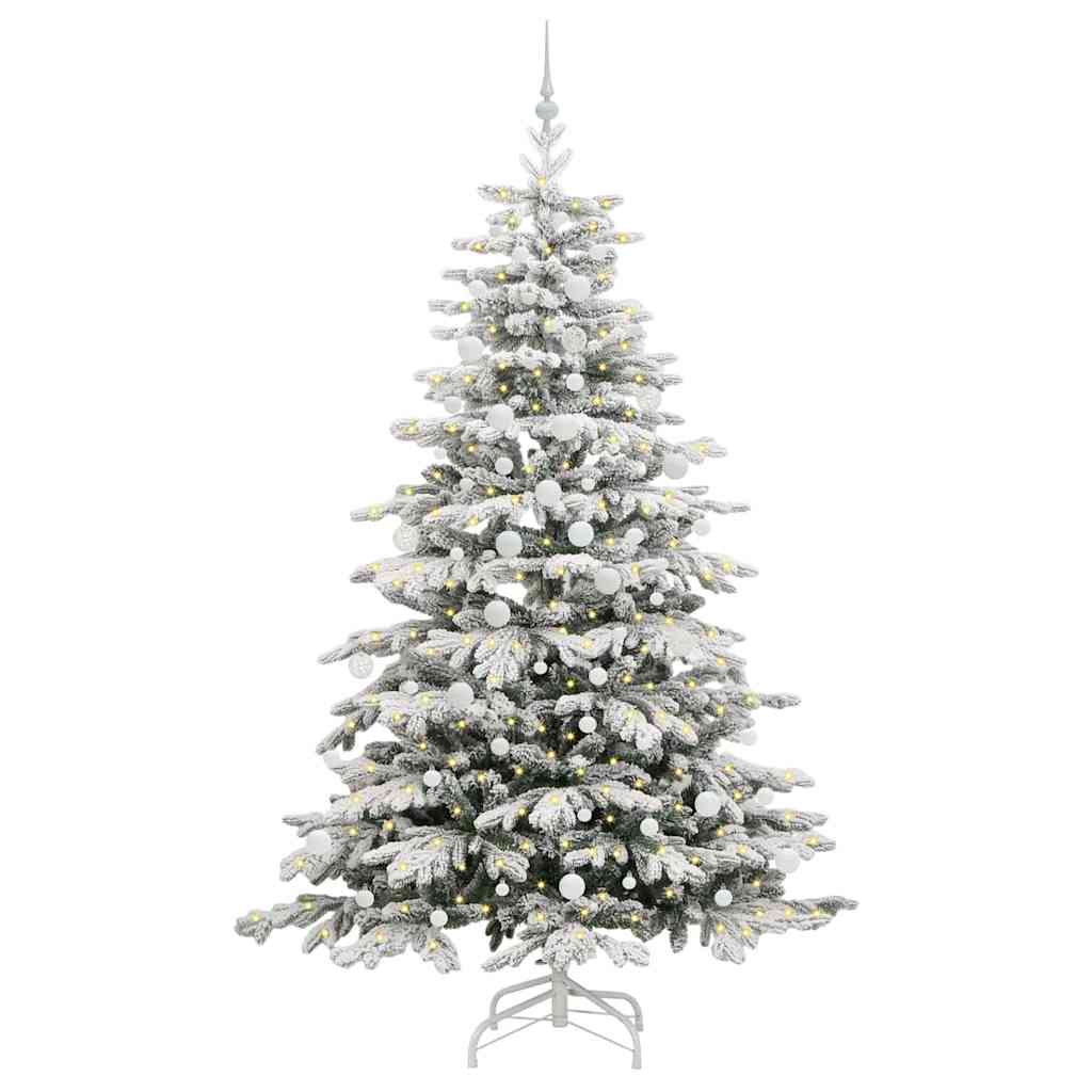 vidaXL Artificial Hinged Christmas Tree White 210 cm PE and PVC 3