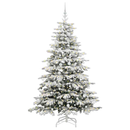 vidaXL Artificial Hinged Christmas Tree White 210 cm PE and PVC 3