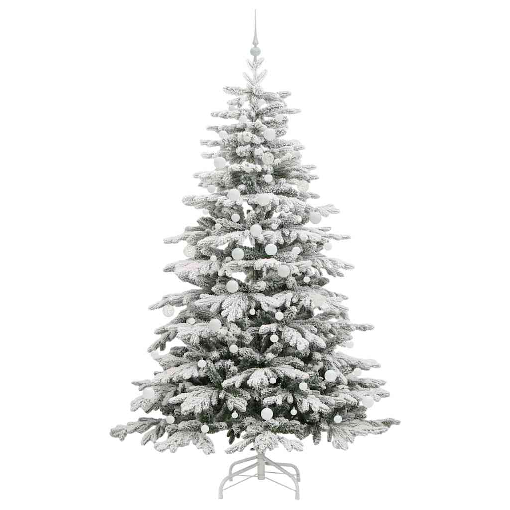 vidaXL Artificial Hinged Christmas Tree White 210 cm PE and PVC 4