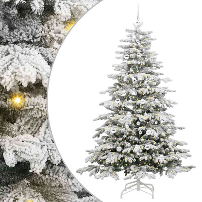 vidaXL Artificial Hinged Christmas Tree White 210 cm PE and PVC 2