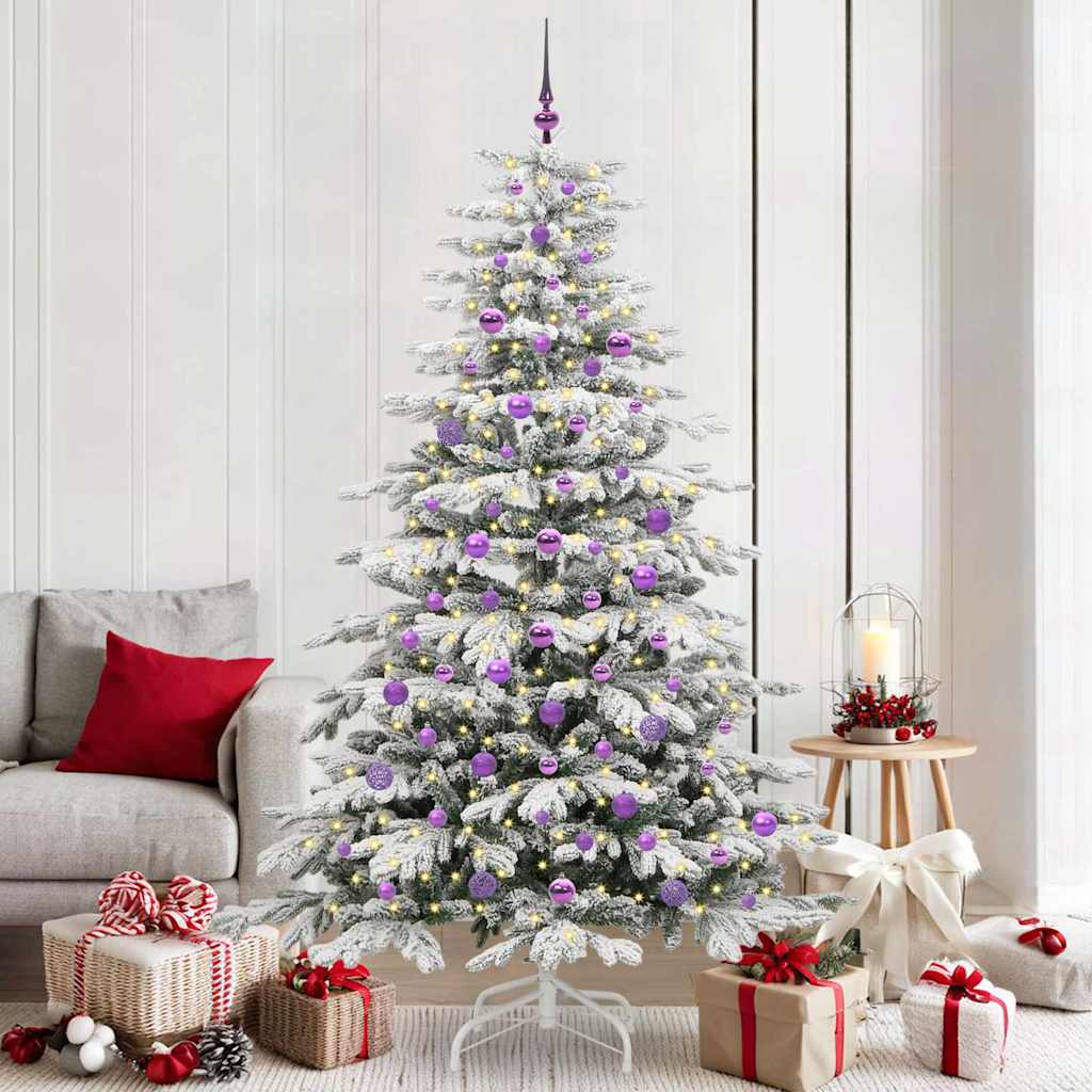 vidaXL Artificial Hinged Christmas Tree White 210 cm PE and PVC 1