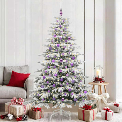 vidaXL Artificial Hinged Christmas Tree White 210 cm PE and PVC 1