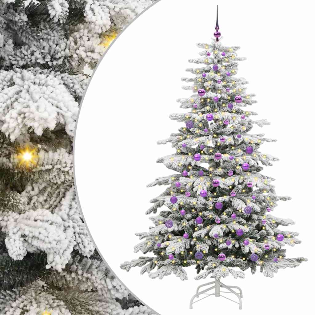 vidaXL Artificial Hinged Christmas Tree White 210 cm PE and PVC 2