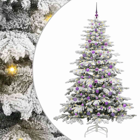 vidaXL Artificial Hinged Christmas Tree White 210 cm PE and PVC 2