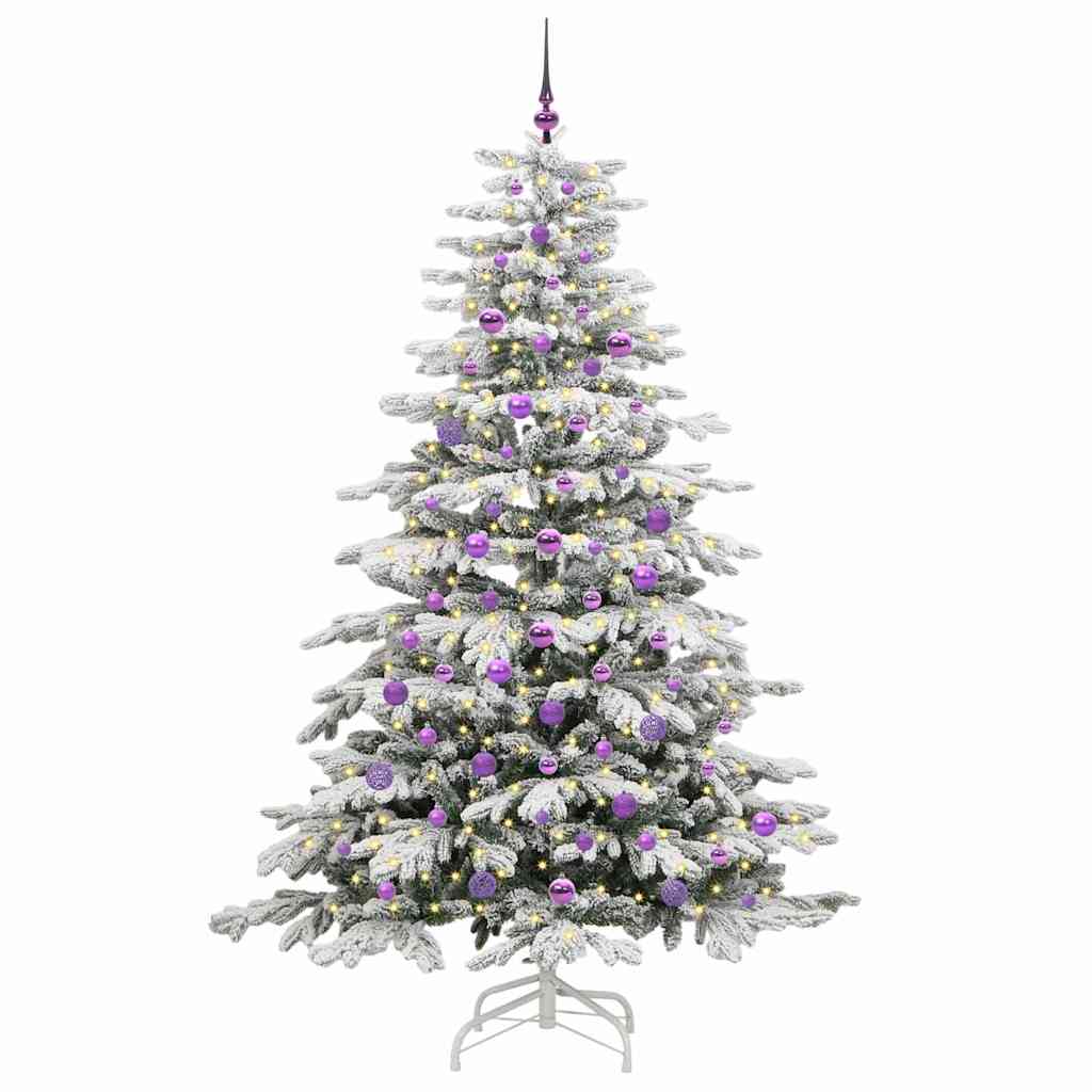 vidaXL Artificial Hinged Christmas Tree White 210 cm PE and PVC 3