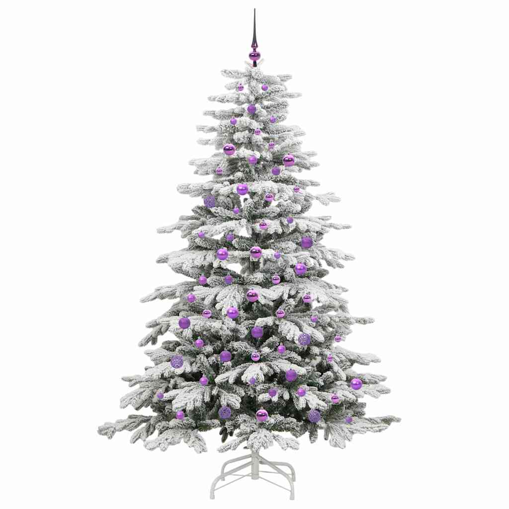 vidaXL Artificial Hinged Christmas Tree White 210 cm PE and PVC 4