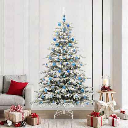 vidaXL Artificial Hinged Christmas Tree White 210 cm PE and PVC 1