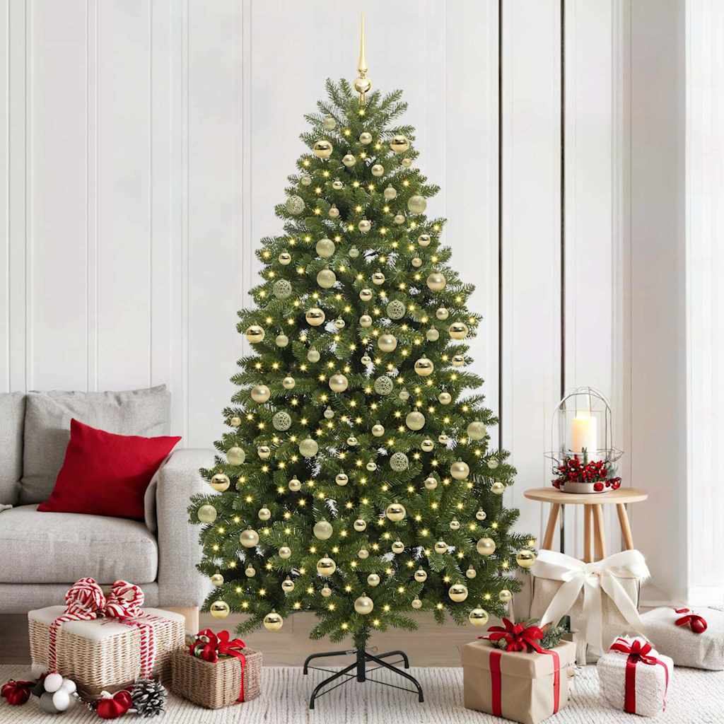 vidaXL Artificial Christmas Tree 210 cm 300 LEDs Warm White Green 1