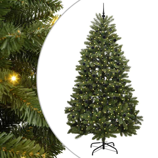 Artificial Christmas Tree 300 cm 300 LEDs Warm White Green Ø 138 x 300 cm with 300 LEDs&black balls