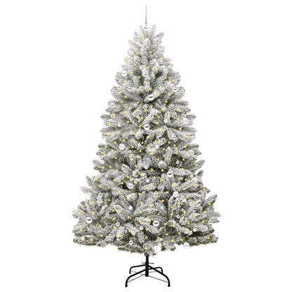 Artificial Christmas Tree 240 cm 300 LEDs Warm White Green and white Ø 120 x 240 cm with 300 LEDs&silver balls