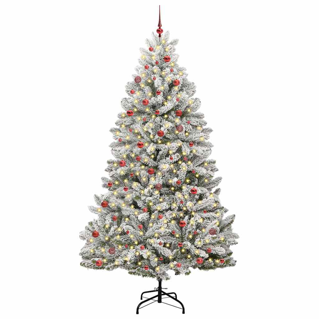 Artificial Christmas Tree 270 cm 300 LEDs Warm White Green and white Ø 128 x 270 cm with 300 LEDs&red balls