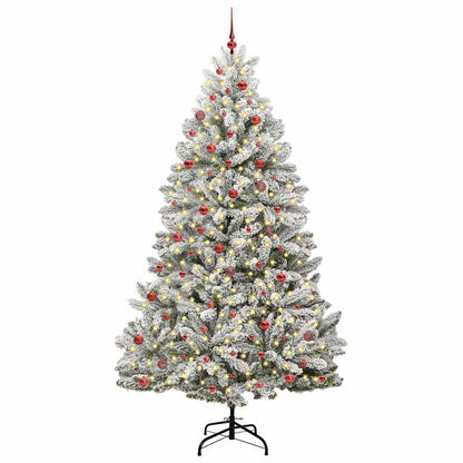 Artificial Christmas Tree 270 cm 300 LEDs Warm White Green and white Ø 128 x 270 cm with 300 LEDs&red balls