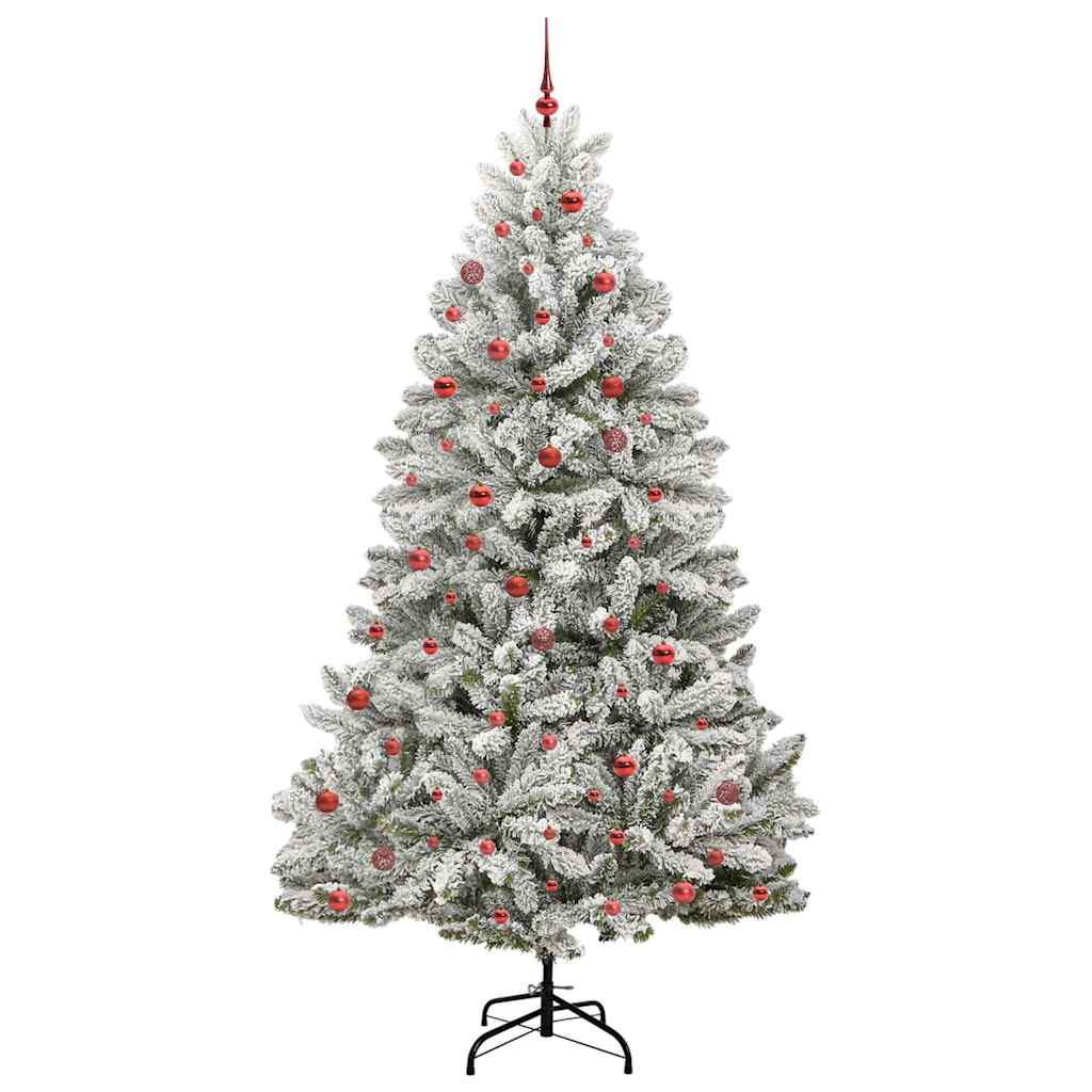 Artificial Christmas Tree 270 cm 300 LEDs Warm White Green and white Ø 128 x 270 cm with 300 LEDs&red balls