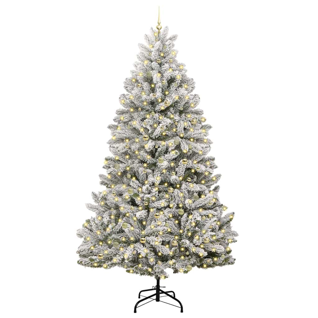Artificial Christmas Tree 270 cm 300 LEDs Warm White Green and white Ø 128 x 270 cm with 300 LEDs&gold balls