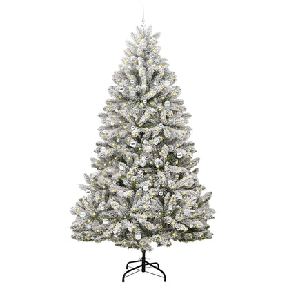 Artificial Christmas Tree 270 cm 300 LEDs Warm White Green and white Ø 128 x 270 cm with 300 LEDs&silver balls