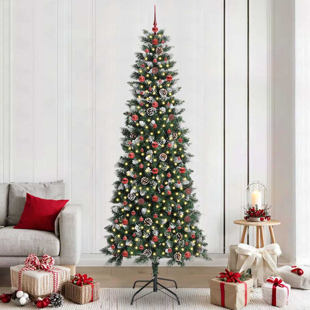 Artificial Christmas Tree Green 240 cm with LEDs &red balls