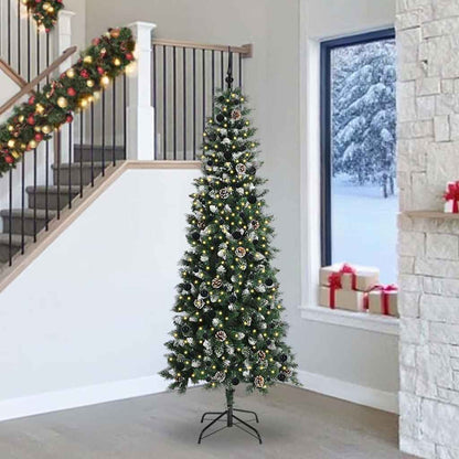 Artificial Christmas Tree Green 240 cm with LEDs &black balls