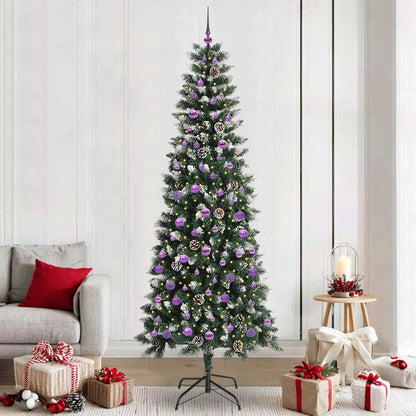 Artificial Christmas Tree Green 240 cm with LEDs &lilac balls
