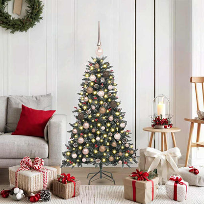 Artificial Christmas Tree Green 120 cm with LEDs &rose gold balls
