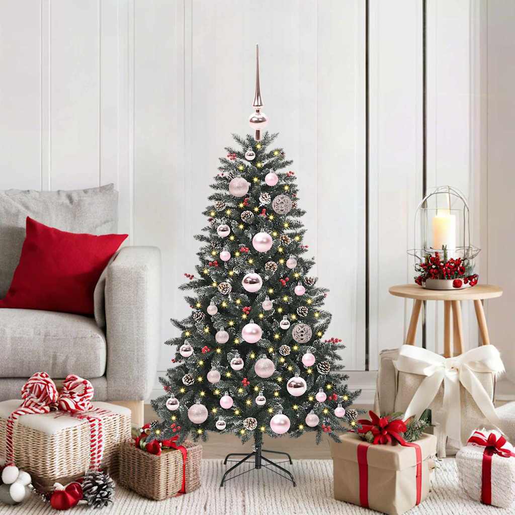 Artificial Christmas Tree Green 120 cm with LEDs &pink balls