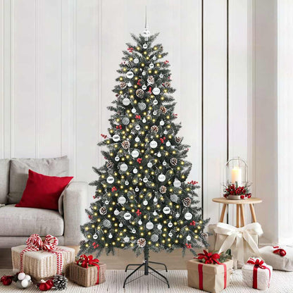 Artificial Christmas Tree Green 210 cm with LEDs &silver balls