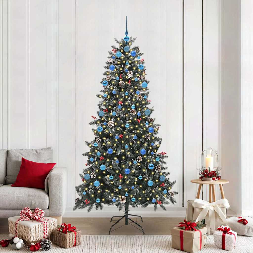 Artificial Christmas Tree Green 210 cm with LEDs &blue balls