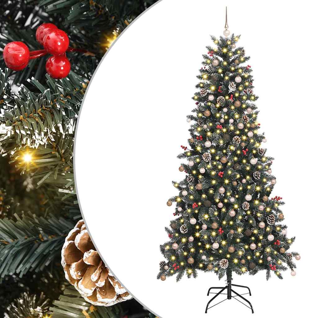 Artificial Christmas Tree Green 240 cm with LEDs &rose gold balls