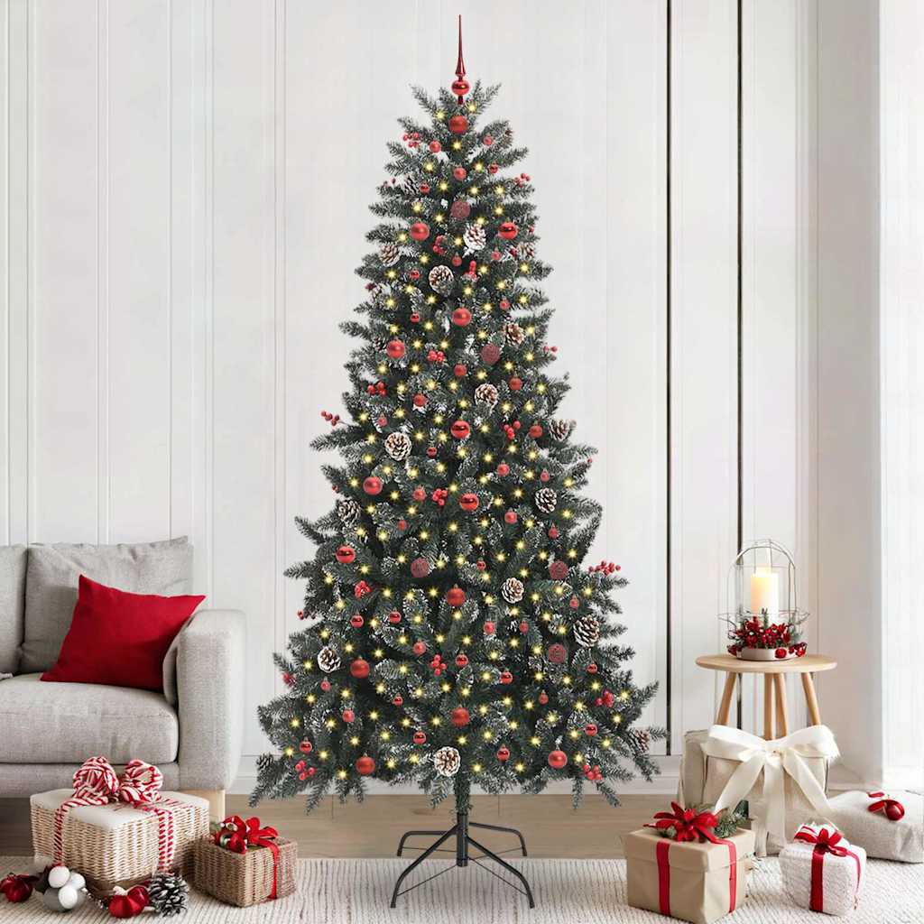 Artificial Christmas Tree Green 240 cm with LEDs &red balls