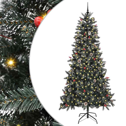 Artificial Christmas Tree Green 240 cm with LEDs &black balls