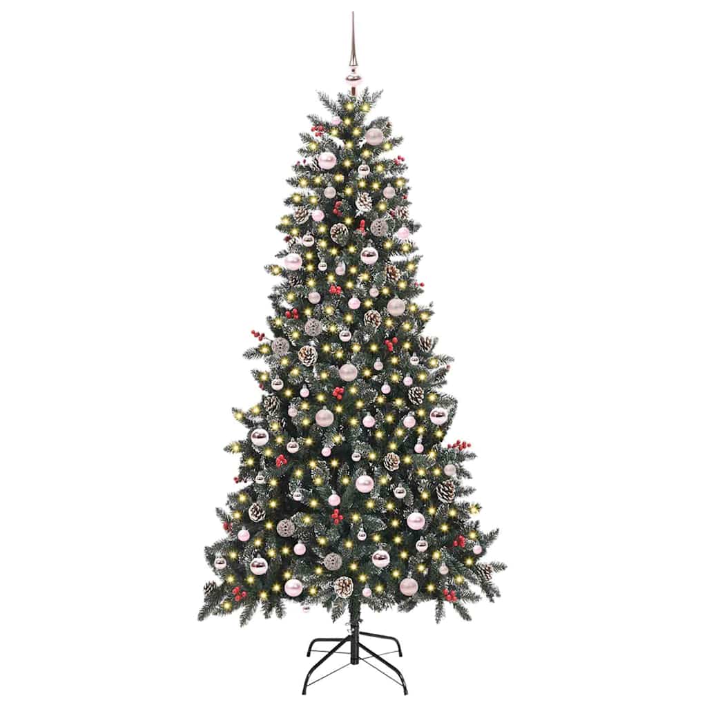 Artificial Christmas Tree Green 240 cm with LEDs &pink balls