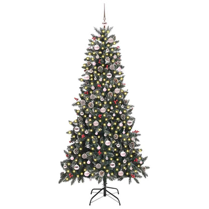 Artificial Christmas Tree Green 240 cm with LEDs &pink balls