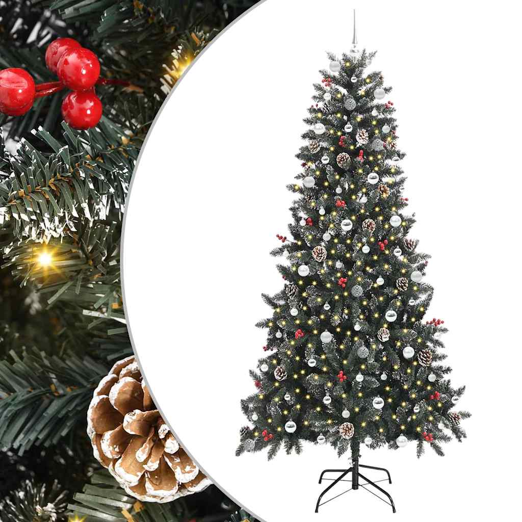Artificial Christmas Tree Green 240 cm with LEDs &silver balls