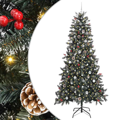Artificial Christmas Tree Green 240 cm with LEDs &silver balls