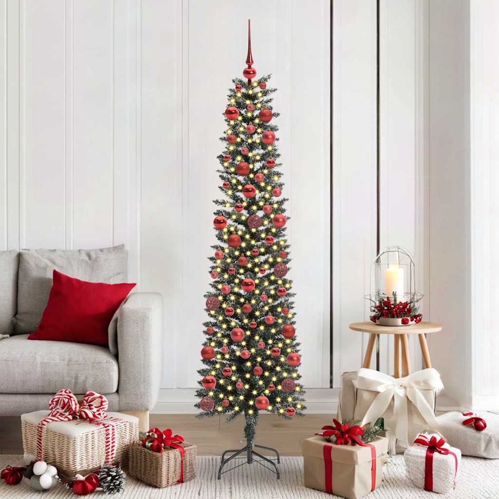 Artificial Christmas Tree Green 180 cm with LEDs &red balls