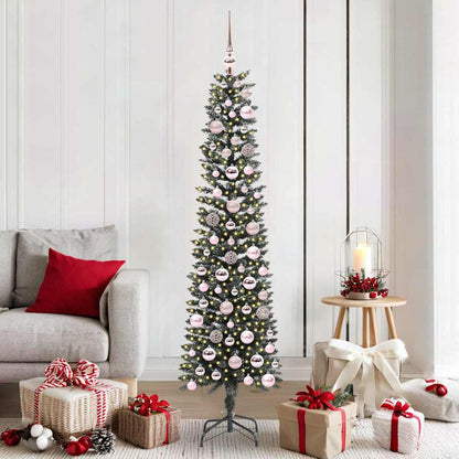 Artificial Christmas Tree Green 180 cm with LEDs &pink balls