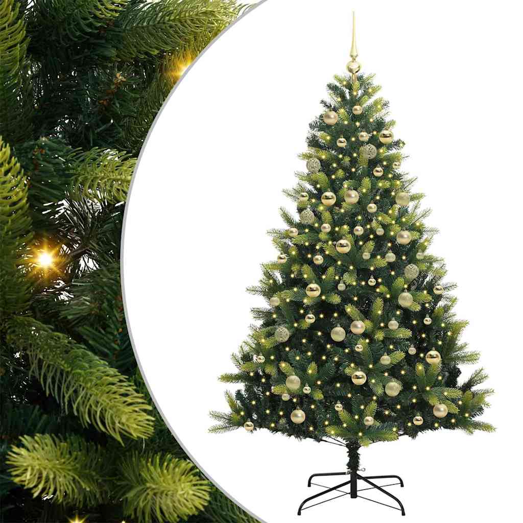vidaXL Artificial Hinged Christmas Tree 300 LEDs Green 180 cm 2