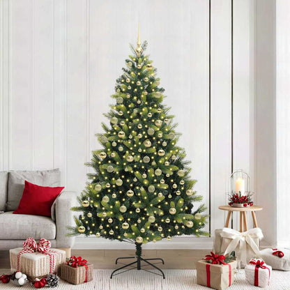 Artificial Hinged Christmas Tree 300 LEDs Green 210 cm with LEDs&gold balls