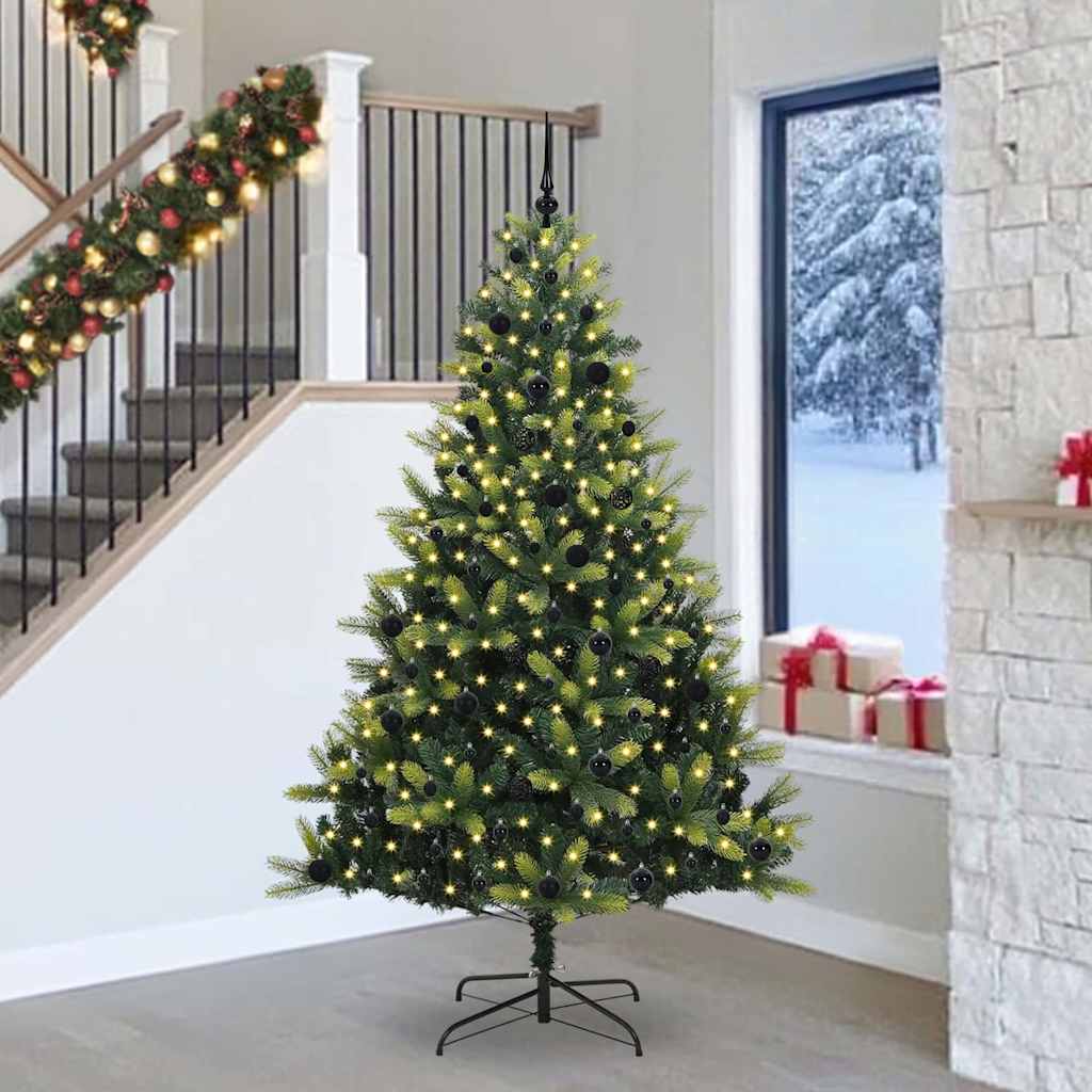 vidaXL Artificial Hinged Christmas Tree 300 LEDs Green 240 cm 1