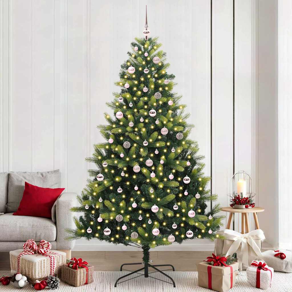 vidaXL Artificial Hinged Christmas Tree 300 LEDs Green 240 cm 1