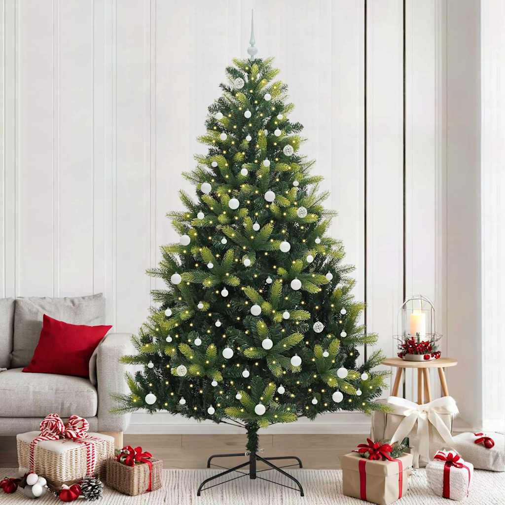 vidaXL Artificial Hinged Christmas Tree 300 LEDs Green 240 cm 1