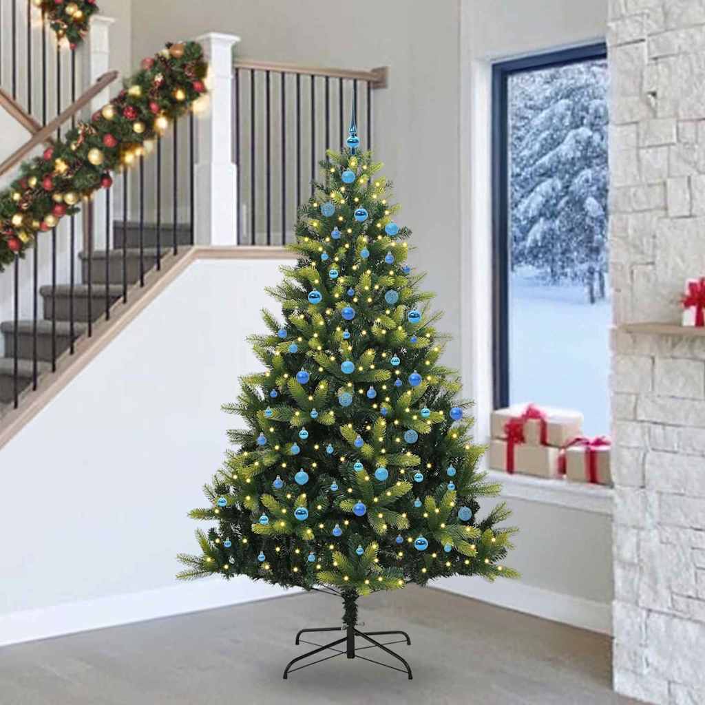 vidaXL Artificial Hinged Christmas Tree 300 LEDs Green 240 cm 1