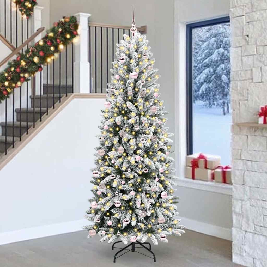 vidaXL Artificial Christmas Tree White Green and White 240 cm