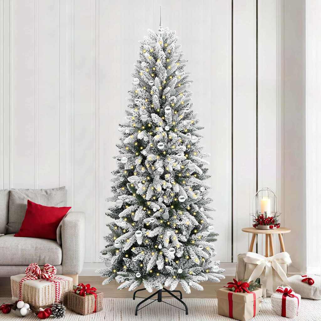 vidaXL Artificial Christmas Tree White Green and White 240 cm