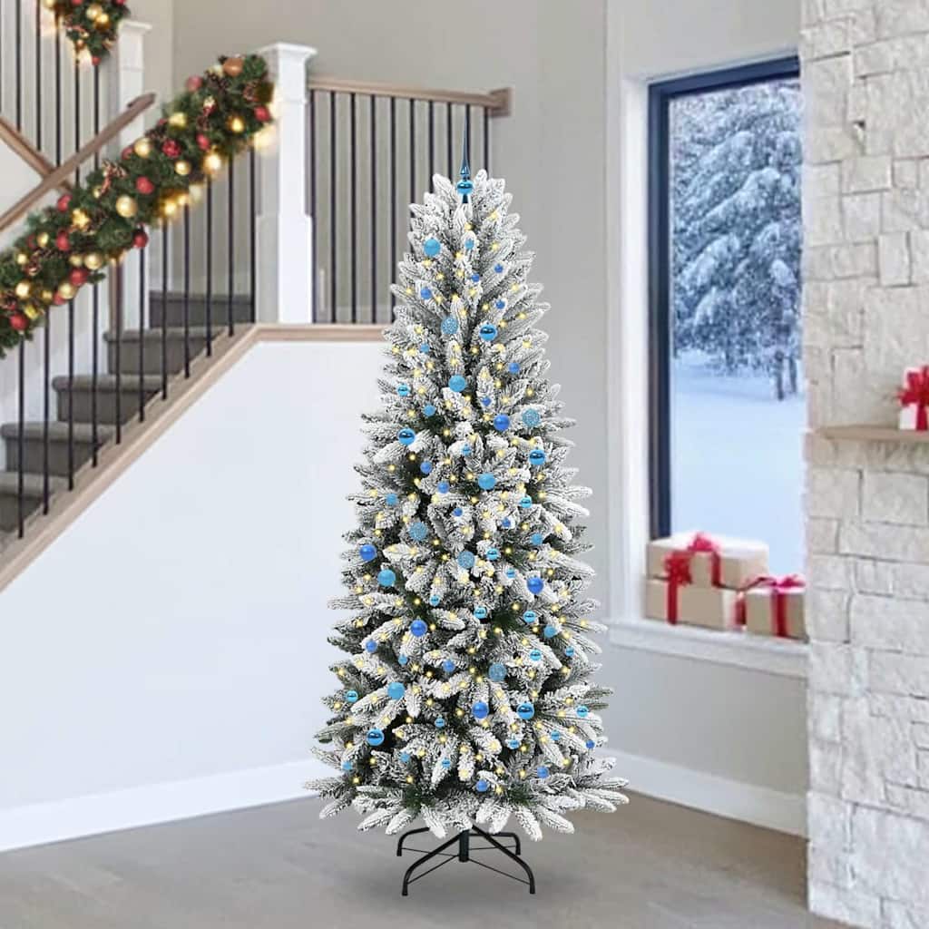 vidaXL Artificial Christmas Tree White Green and White 240 cm