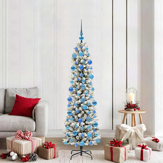 Artificial Christmas Tree White 180 cm with LEDs & blue balls
