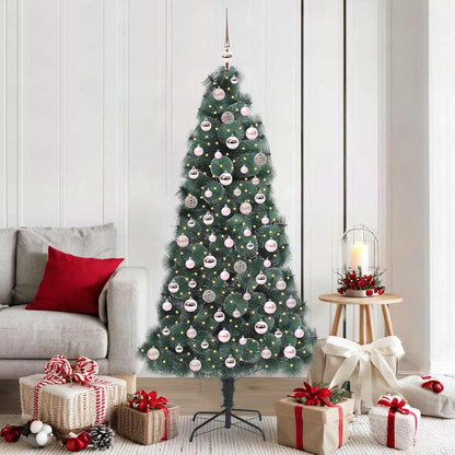 Artificial Pre-lit Christmas Tree with Ball Set Green 180 cm with LEDs &pink balls